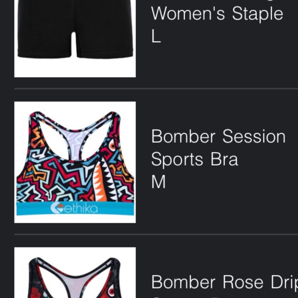 Set of Ethika Bomber Rose Drip Sports Bra and Leggings- Black and Red